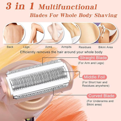 Electric Shaver for Women Bikini Trimmer Facial Hair Removal LED Display Womens Razors for Shaving IPX7 Waterproof Pubic Body Hair Trimmer