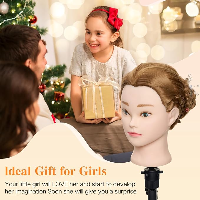 Neverland Beauty Mannequin Head, 24 Inch Cosmetology Doll for Hair Styling, Training Practice Braiding With Table Clamp and DIY Styling Set #27