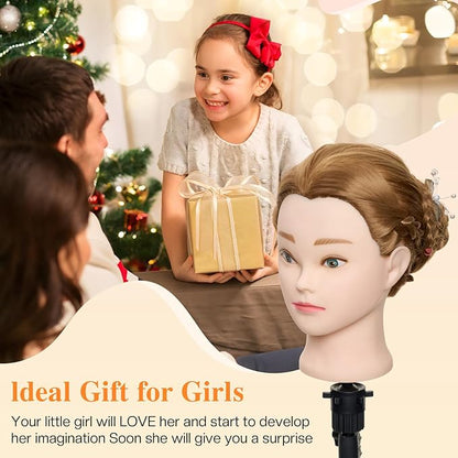 Neverland Beauty Mannequin Head, 24 Inch Cosmetology Doll for Hair Styling, Training Practice Braiding With Table Clamp and DIY Styling Set #27