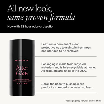 Each & Every Aluminum Free Deodorant for Women & Men, Raspberry & Mandarin - All Natural Deodorant for Sensitive Skin, EWG Verified - Clean, Baking Soda-Free, Plant-Based Fragrance - 2.5oz, 2 Pack