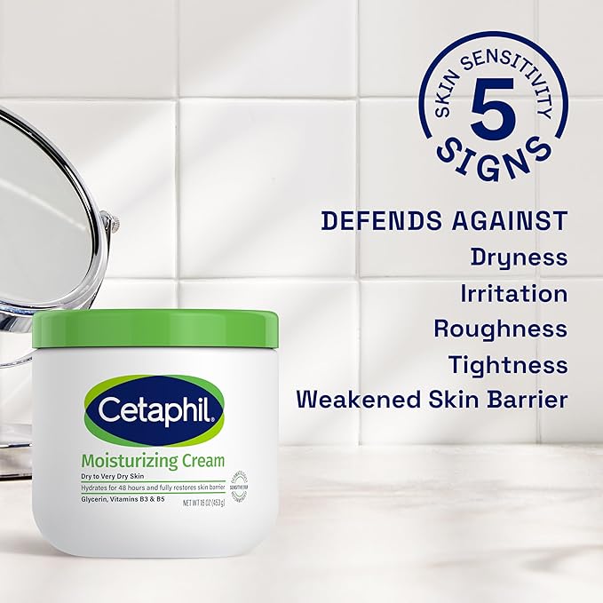 Cetaphil Face & Body Moisturizer, Hydrating Moisturizing Cream for Dry to Very Dry, Sensitive Skin, NEW 16 oz, Fragrance Free, Non-Comedogenic, Non-Greasy