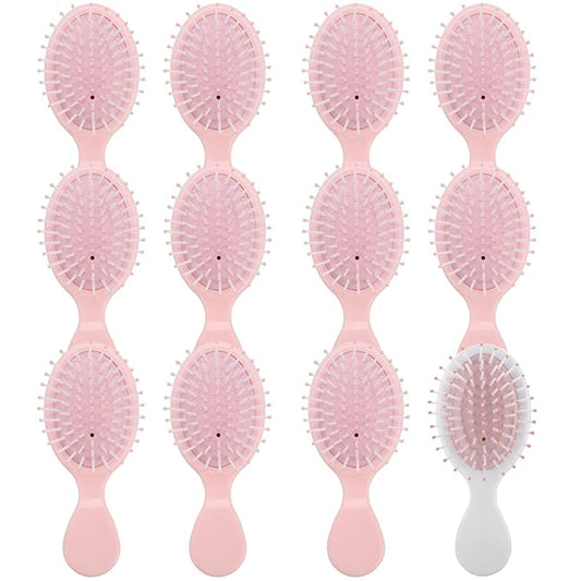 Bridesmaid Proposal Gifts 8pcs Mini Travel Brush bachelorette party accessories Cute hair Brush for Wedding Party Favors for Wedding Party Favors (White&Pink, 12pcs)