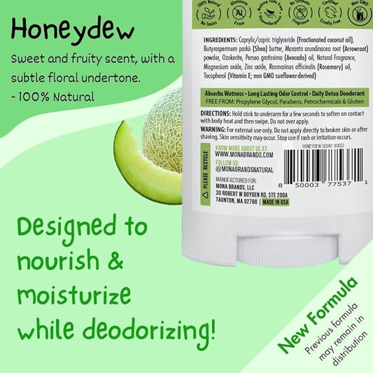 MONA All Natural Deodorant for Kids | Safe for Kids | Vegan, Hypoallergenic & Free from Baking Soda, Aluminum & Synthetic Scents (3-PK HONEYDEW 1.76 Oz each)