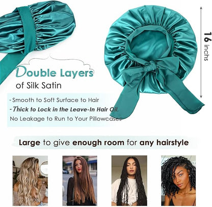YANIBEST Silk Bonnet for Sleeping Women Satin Bonnet Double Layer Satin Lined Hair Bonnet with Tie Band Curly Hair