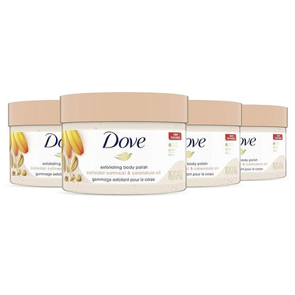 Dove Scrub for Silky Skin Oatmeal & Calendula Oil Body Scrub Exfoliates & Gives Lasting Nourishment 10.5 oz 4 Count