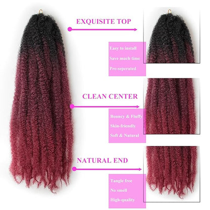 Marley Twist Braiding Hair 24 Inch 8 Packs – Long-Lasting Marley Hair, Fluffy&Tangle-Free Cuban Twist Hair for Braiding, Natural Look Synthetic Spring Afro Kinky Twist Hair Extensions (T1B/99J/530)