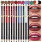 12 Pcs Double Head Rich Vibrant Colors Lip Liner Pencils Eye Liner Sticks Set with Sharpener for Daily Makeup,Easy to Apply & Remove,Waterproof (A)