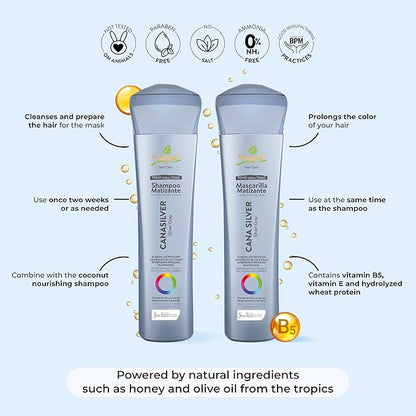 Naissant Icy Cool Blonde Hair Purple Toning Mask | Eliminates Brassiness | Neutralizes Yellow & Orange Tones | Paraben,Ammonia & Sulfate Free | Pro-Vitamin B5, Olive Oil & Honey (Cana Silver) 10.1FlOz