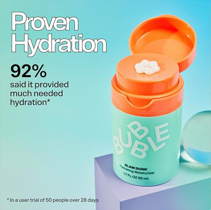 Bubble Skincare Slam Dunk Bundle - Hydrating Face Cream for Dry Skin Made with Vitamin E + Aloe Vera Juice for a Glowing Complexion - Skin Care with Blue Light Protection (50ml + 10ml, 2 Count)