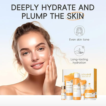Skin Care Set Vitamin C Women Beauty Gift Sets Skin Care Kit with Cleanser, Toner, Serum, Eye Cream, Face Cream Travel Kit for Women Teen Girls Mom Daughter Birthday TSA-friendly Sizes 5pcs