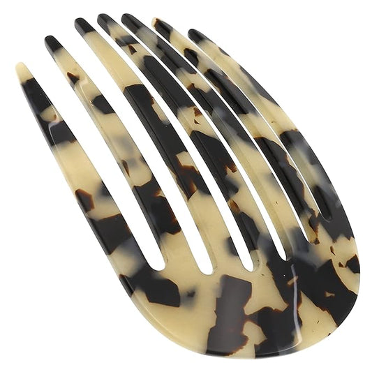 Camila Paris CP3396 French Hair Side Comb Rounded, White Tokyo, Handmade French Twist Hair Combs, Strong Hold Hair Clips for Women Bun Chignon, No Slip Styling Girls Hair Accessories Made in France