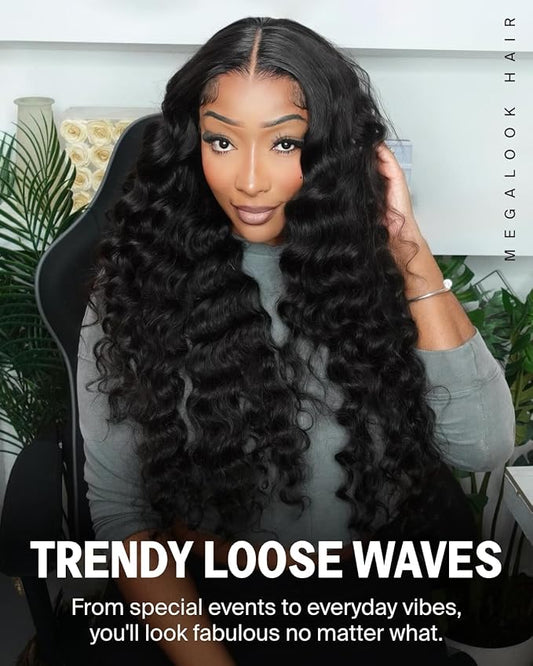12A Glueless V Part Wig Human Hair 200% Density Loose Deep Curly Wig Human Hair Half Wig U Part Wig No Sew In No Glue Beginner Friendly 18 Inch
