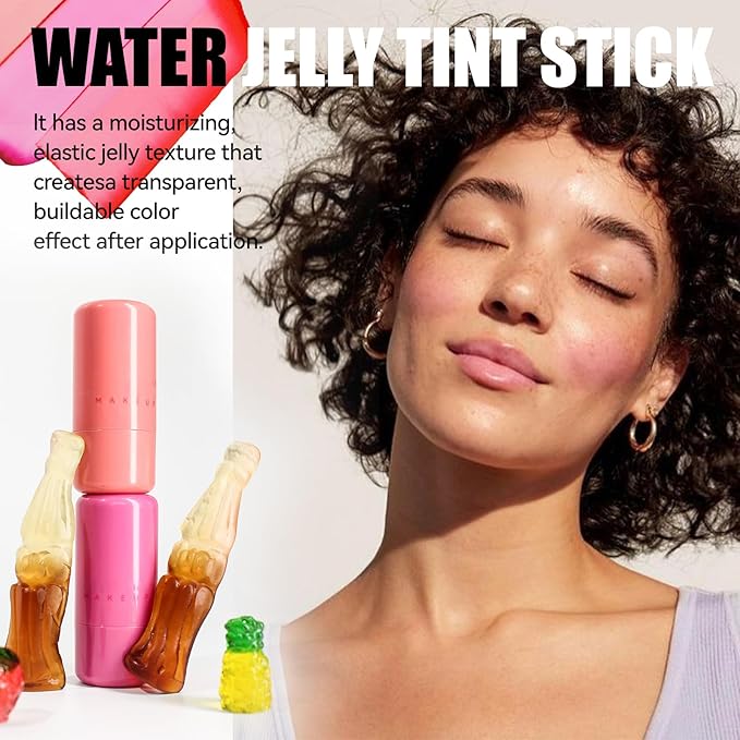 Milk Jelly Blush, Cooling Water Milk Jelly Tint, Milk Blush Jelly Sheer Lip & Cheek Stain, Moisturizing, Longlasting, Non-Stick, Buildable Watercolor Vivid Color Jelly Tint Face Makeup, 02