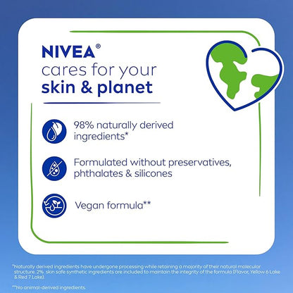 NIVEA Peach Lip Care, Tinted Lip Balm Pack with Shea Butter, Nourishing Oils and Vitamin C & E, 3-in-1 Moisture, Repair and Color, 0.17 Oz Stick, Pack of 4