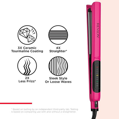 Revlon Smooth Brilliance Ceramic Hair Flat Iron | Smooth Glide and Ultra-Sleek Sylas, (1 in)