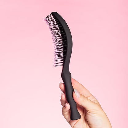 Gimme Beauty Vented Detangling Brush - Quick-Dry, Heat-Resistant Wet Brush for Thick or Thin Locks - Supports Healthy Hair - Flexible Curved Design for Fine Locks - Fine Hair