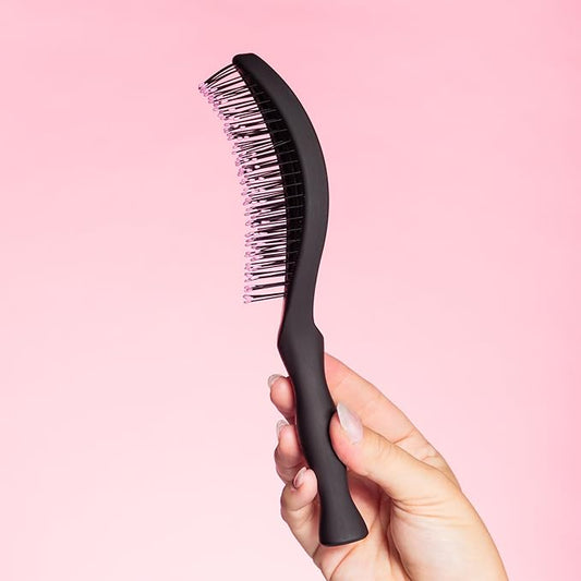 Gimme Beauty Vented Detangling Brush - Quick-Dry, Heat-Resistant Wet Brush for Thick or Thin Locks - Supports Healthy Hair - Flexible Curved Design for Fine Locks - Fine Hair