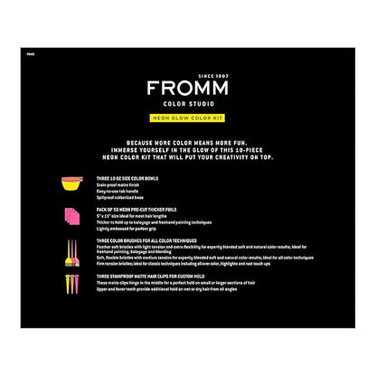 Color Studio Professional Hair Dye Coloring Kit for Hair Stylist in Neon Glow, 10-piece set - Includes Foils, Bowls, Brushes and Clips