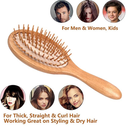 Wooden Bristle Hair Brush - Stimulating Scalp Massage for Hair Growth, Ideal Gift for All Hair Types