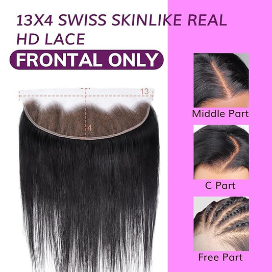 IDN BEAUTY SKINLIKE REAL HD 13x4 Lace Frontal Straight 20 Inch Bleached Single Knots Ultra-thin Frontal HD Lace Closure Virgin Human Hair 0.1 mm Pre Plucked Hairline