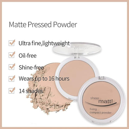MAEPEOR Pressed Powder 8 Colors Oil Control Matte Buff Beige)
