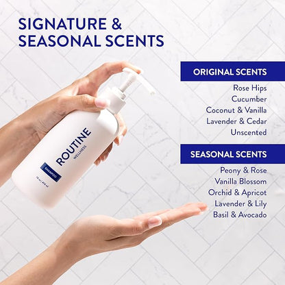 Routine Wellness Shampoo and Conditioner Set and Hair Serum for Thinning Hair - DHT Blocker Women & Men - Color Safe Shampoo for Hair Loss & Healthier Hair - Coconut & Vanilla Set + Serum