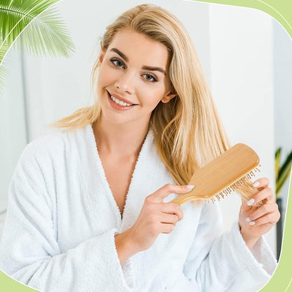 Tessco for you 12 Pcs Bamboo Hair Brushes for Women Bulk Wooden Paddle Brush Scalp Massage Bamboo Bristles Anti Static Men Engraving DIY Gift for Father's Day Wedding(Natural,9.65'' X 3.35'')