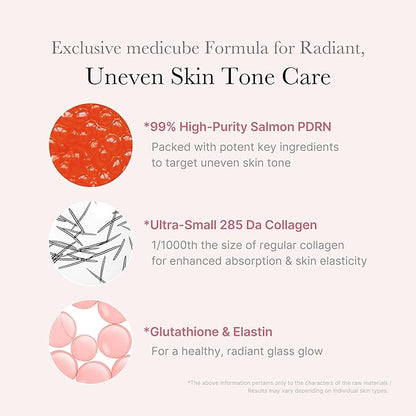medicube Salmon DNA PDRN Pink One Day Serum | 99% Salmon DNA PDRN Intensive Ampoule, Collagen, Glutathione, Hyaluronic Acid - Improves skin radiance | Korean skincare 0.05 fl.oz x 10e