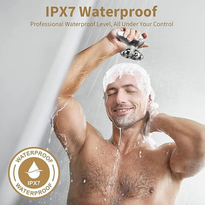Detachable Head Shavers, SHPAVVER 5 in 1 Electric Razor IPX7 Waterproof for Bald Men, Wet Dry LED Display Rechargeable 7D Rotary Shaver Grooming Kit with Type C Charge A，Bright Silver