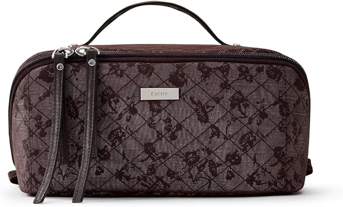 EACHY Travel Makeup Bag,Large Capacity Cosmetic Bags for Women,Waterproof Portable Pouch Open Flat Toiletry Bag Make up Organizer with Divider and Handle