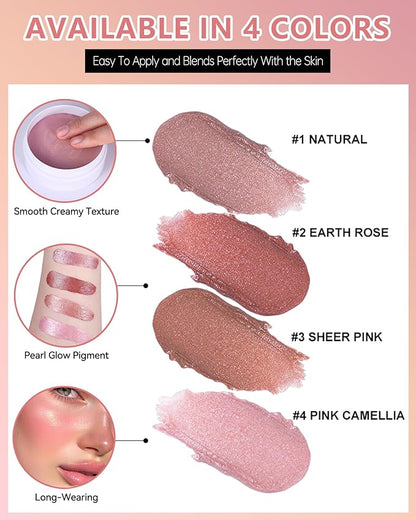 Multi Glow Balm, Miracle Glow Balm Tinted Face Creamy Blush for Women Cheeks Lip Eye, Hydrating Lightweight & Blendable Color, Shimmer Blusher Facial Makeup,Mother's Day Gift for Women Girl-02 Rose