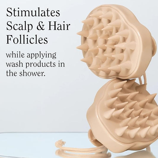 Rizos Curls Scalp Massage Brush, Remove Buildup, Stimulate Scalp Supporting Hair Health & Growth, Remove Dandruff Soothing Scalp, Comfortable Hold, Nude