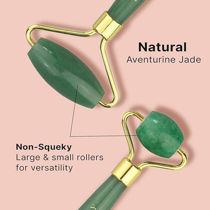 Beauty by Earth Jade Roller for Face - Smoothes Fine Lines & Wrinkles, Face Massager Skin Care Tools with Small Eye Roller for Puffy Eyes, De-Puffing & Firming Facial Tool, Self Care Gifts for Women