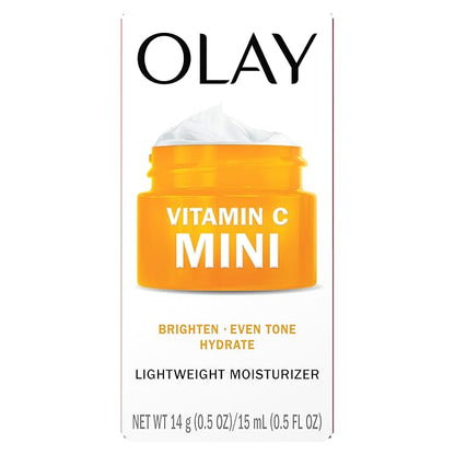 Olay Vitamin C Face Moisturizer, Brightening Cream for Women, Trial Size, Evens Tone, Dark Spot & Hyperpigmentation Reduction, Glowing Skin Care - Niaciniamide, Lactic Acid, 0.5 Oz