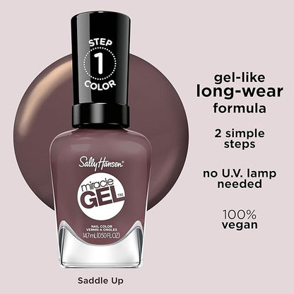 Sally Hansen Miracle Gel™, Saddle Up, Long Lasting, Gel-Like Formula, No UV Lamp Needed, Brown Nail Polish