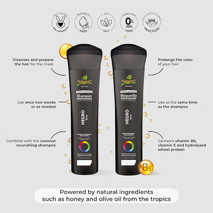 Naissant Cool Black Hair Toning Mask | Eliminates Brassiness | Neutralizes Yellow & Orange Tones | Paraben, Ammonia & Sulfate Free | Pro-Vitamin B5, Olive Oil & Honey (Negro) 10.1 Fl