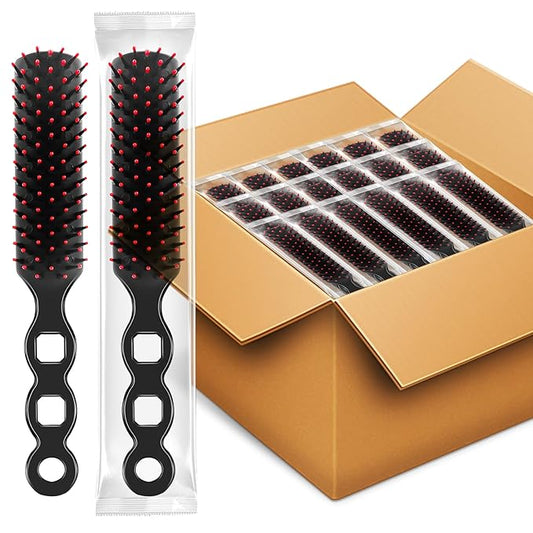 HOFASON 6 Pcs Bulk Hair Brushes for Homeless Supplies, Individually Wrapped Disposable Hair Brushes Nylon Bristles Detangling Hair Brush for Women Hotel Nursing Charity