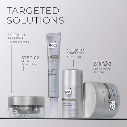RoC Derm Correxion Neck Cream with Hyaluronic Acid and Advanced Retinol to visibly Tighten & Lift Horizontal Neck Lines, Facial Moisturiser to Contour Face, Neck + Jaw, (1.7 oz) with Retinol Packette