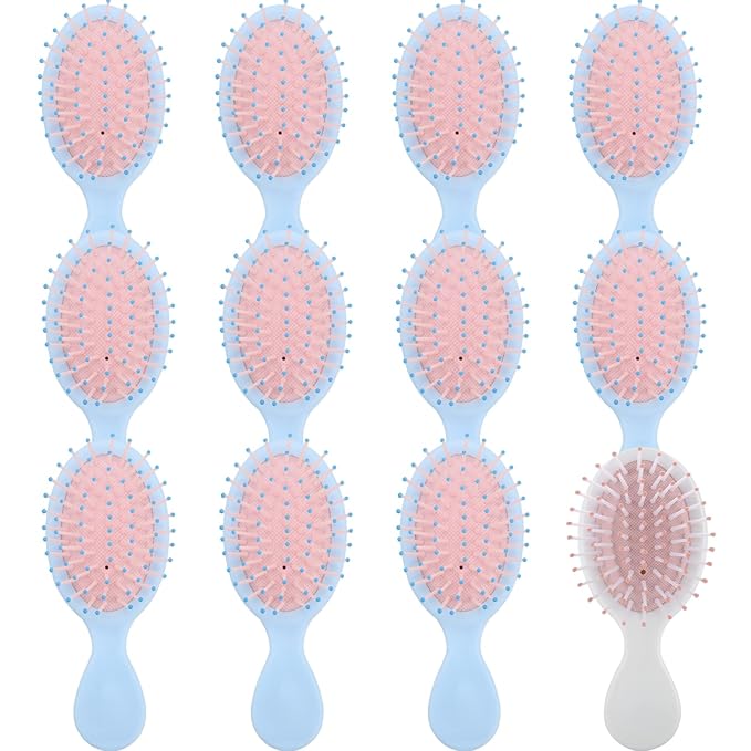 Bridesmaid Proposal Gifts 8pcs Mini Travel Brush bachelorette party accessories Cute hair Brush for Wedding Party Favors for Wedding Party Favors (White&Blue, 12pcs)