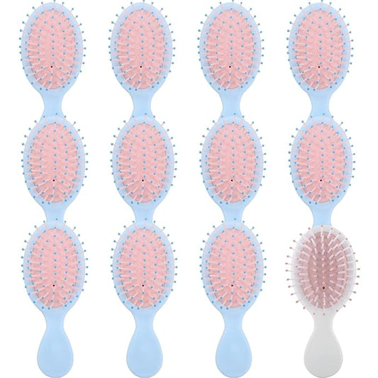 Bridesmaid Proposal Gifts 8pcs Mini Travel Brush bachelorette party accessories Cute hair Brush for Wedding Party Favors for Wedding Party Favors (White&Blue, 12pcs)