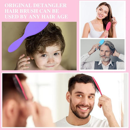 Nuogo 3 Pieces Hair Brush Detangler Soft Bristles Detangling Brush Round Painless Comb Glide Through Tangles with Ease for Most Hair Types Women Men Boys and Girls Wet and Dry Curly