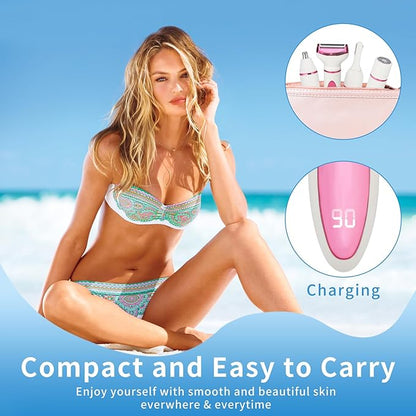 Led Display Electric Razorfor Women Men,4 in 1 Rechargeable Wet & Dry Electric Shaver and Facial Hair Remover,2025 Painless Ladies Body Razors for Nose Face Body Leg Bikini Arm Hair (Purple)