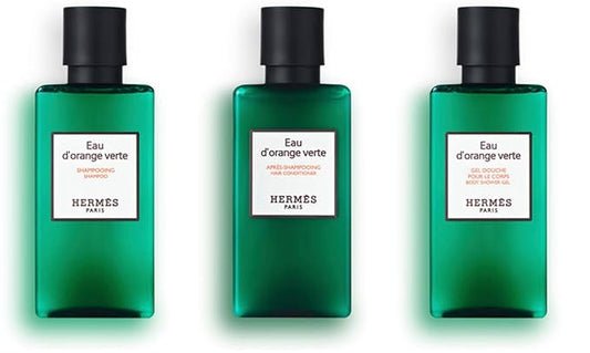 Hermes Eau d'Orange Verte Amenity Set Includes [1]Shower Gel [1]Shampoo and [1]Conditioner 80ml 2.7 ounces each