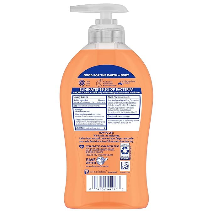 Softsoap Antibacterial Liquid Hand Soap, Crisp Clean Scent Hand Soap, 11.25 Ounce, 6 Pack
