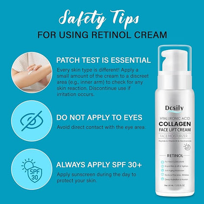 Skin Tighten And Lift Neck Cream: Face Lift Cream 6-in-1 Anti-Aging Moisturizer for Anti Wrinkle - Hydrating Neck Firming Cream with Retinol, Collagen, Peptide, Hyaluronic Acid for Neck & Décolleté