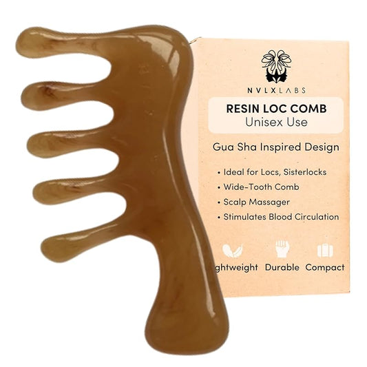 NVLX LABS Plastic Loc Comb – Wide Tooth Scalp Massager for Loc Maintenance and Hair Growth – comb for locs, Lightweight Resin Comb in Multiple Colors – Perfect for All Hair Types and Unisex Use-(Mocha)