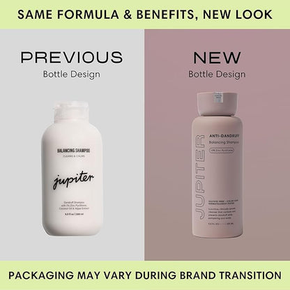 Jupiter Anti-Dandruff Shampoo and Serum, for Women & Men, Dermatologist-Formulated for Flaky, Itchy, Oily, & Dry Scalp, Sulfate-Free, Vegan, Color-Safe, & Paraben-Free, Shampoo with Zinc