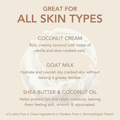 Dionis Goat Milk Skincare Coconut Cream Holiday Lip Balm Gift Set - Beeswax, Shea Butter & Coconut Oil Lip Care Products Made in The USA - Cruelty Free Lip Moisturizer for Chapped Lips, 0.28oz 3 Pack