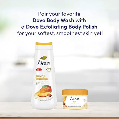 Dove Exfoliating Body Polish Body Scrub Crushed Almond and Mango Butter 4 Count Exfoliating Scrub for Dry Skin Gently Exfoliates to Reveal Healthy Skin 10.5 oz