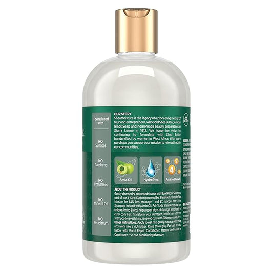 SheaMoisture Bond Repair Shampoo Amla Oil Deeply Cleanses and Removes Build Up to Repair Hair Bonds with Hydroplex Technology and Amla Oil with Restorative HydroPlex Infusion 13fl oz